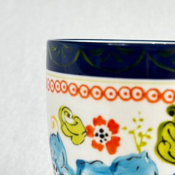 Dutch Wax Coastline Imports Coffee Tea Cup Mug Hand Painted Blue Floral READ - Picture 6 of 8
